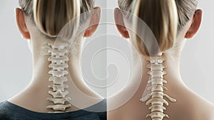 A before and after comparison photo of a persons neck showcasing visible relaxation and decreased pain levels through