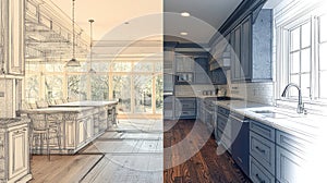 a before-and-after comparison of a renovated kitchen