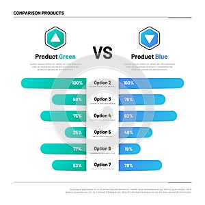 Comparison table. Graphs for product compare. Choosing and comparison content. Vector infographic concept