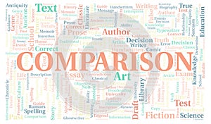 Comparison typography word cloud create with the text only