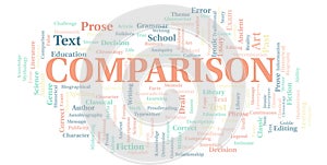 Comparison typography word cloud create with the text only