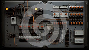 Compartment of electrical equipment in a complete transformer substation. Neural network AI generated