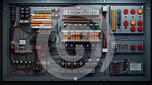 Compartment of electrical equipment in a complete transformer substation. Neural network AI generated