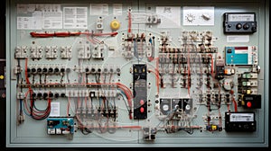 Compartment of electrical equipment in a complete transformer substation. Neural network AI generated