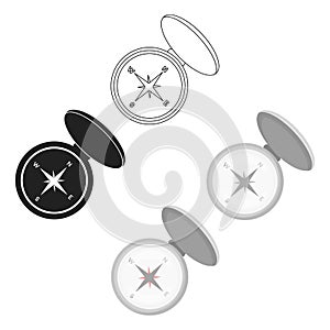 Compas icon in cartoon,black style isolated on white background. Hunting symbol stock vector illustration.