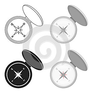 Compas icon in cartoon style isolated on white background. Hunting symbol stock vector illustration.