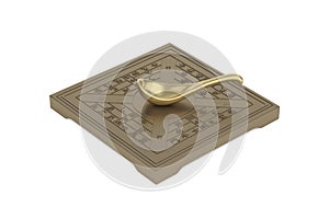 Compass of ancient china, gold compass isolated on white background. 3D rendering. 3D illustration