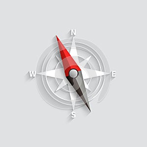 Compass arrow 3d vector illustration. Navigation and direction icon