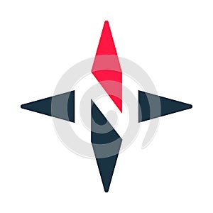 Compass arrow vector icon. N logotype.