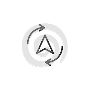 Compass cursor with cycling arrows around line icon