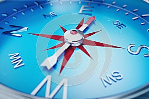 Compass Direction, Blue Tint Background, 3d rendering