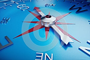 Compass Direction, Blue Tint Background, 3d rendering