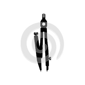 Compass divider black silhouette. Simple calipers icon