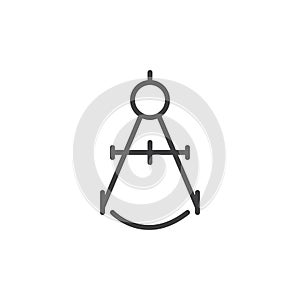 Compass drawing tool line icon, outline vector sign, linear style pictogram isolated on white.