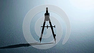 Compass Drawing Tool Silhouette on Grey. Science concept. Generated Image