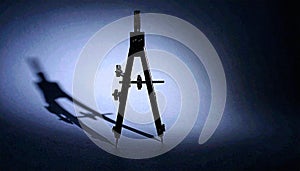 Compass Drawing Tool Silhouette on Grey. Science concept. Generated Image