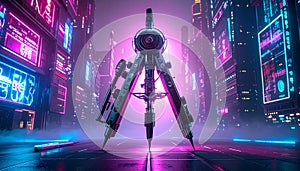 Compass Drawing Tool Silhouette on Grey. Science concept. Generated Image