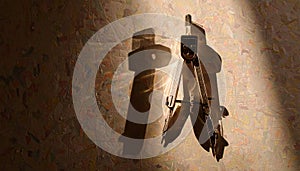 Compass Drawing Tool Silhouette on Grey. Science concept. Generated Image