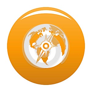 Compass on earth icon vector orange