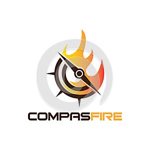 Compass with fire logo design inspirations