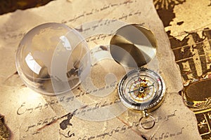 Compass and globe on message