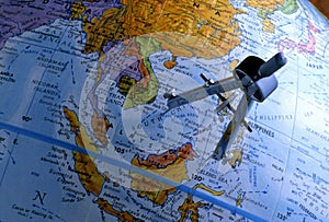 Compass on globe (South East Asian Region)