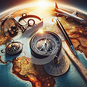 A compass and a GPS device combined forming a navigationaltool
