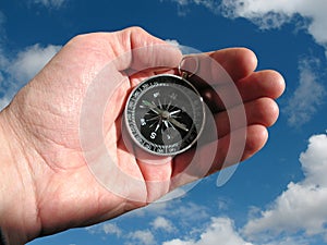 Compass in hand isolated