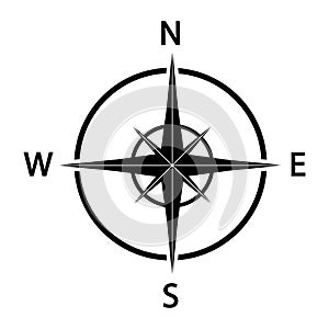 Compass icon. Black silhouette. Vector