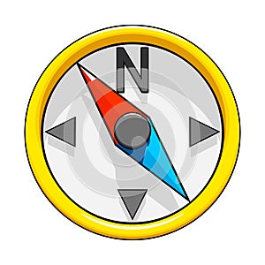 Compass icon, front view. Concept of travel, exploration or geographical discovery