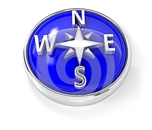Compass icon on glossy blue round button