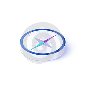 Compass icon illustration in isometric vector design. Futuristic orientation device isolated on white background