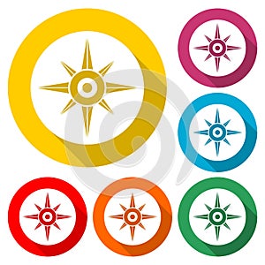 Compass icon with a long shadow