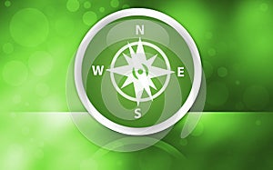 Compass icon premium glossy button isolated on abstract shiny green background