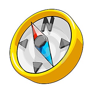 Compass icon, three-quarter view. Concept of exploration, travel or geographical discovery