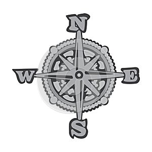 Compass Icon Vector. Simple flat symbol. Gray illustration on white background