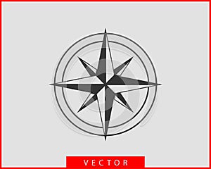 Compass icon vector. Wind rose star navigation