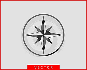 Compass icon vector. Wind rose star navigation
