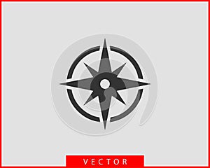 Compass icon vector. Wind rose star navigation