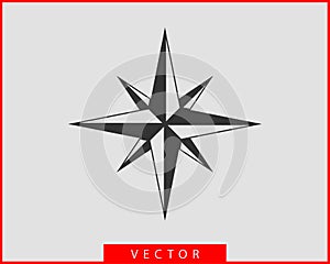 Compass icon vector. Wind rose star navigation