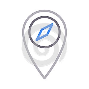 Compass vector color line icon