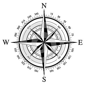 Compass Icon Wind Rose Navigation Silhouette Four Direction