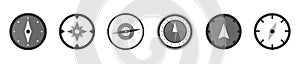 Compass icons set, navigating system simple icons. Vector