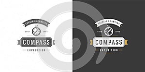 Compass logo emblem vector illustration outdoor expedition adventure for shirt or print stamp