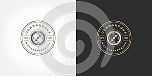 Compass logo emblem vector illustration outdoor expedition adventure for shirt or print stamp