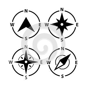 Compass logo icon. North vector arrow orienteering compass map gps navigator