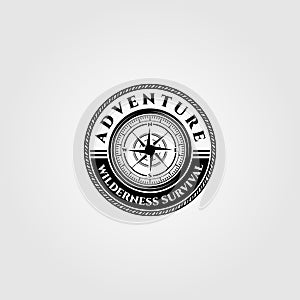 Compass logo vector wilderness adventure survival emblem illustration design