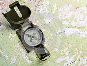 A compass on a map