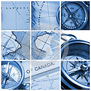 Compass and map collage