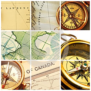 Compass and map collage